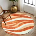 thumbnail image 2 of Round Rugs 5Ft, Burnt Orange Waves Round Area Rug Washable Indoor Throw Carpet, Ombre Sea Ripples Shabby Beach Soft Non Slip Circle Rug for Cabinet Bathroom Home Decor Aesthetic, 2 of 8
