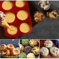thumbnail image 4 of Juego de 2 moldes para muffins grandes, 6 moldes, molde para muffins de silicona, molde para hornear antiadherente para muffins, cupcakes, brownies y pudines, 27,8 x 19 x 5 cm (rojo), 4 of 5