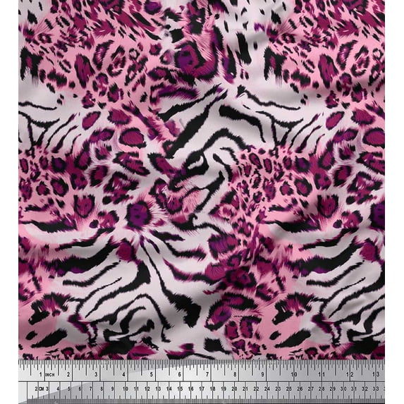 Soimoi Red Cotton Duck Fabric Leopard & Wild Animal Skin Decor Fabric Printed BTY 56 Inch Wide