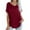 Wine, variant on Annhoo Short Sleeve Shirts for Women Casual Loose V Neck Dressy Tops Basic Solid Color Vacation Blouses Tees