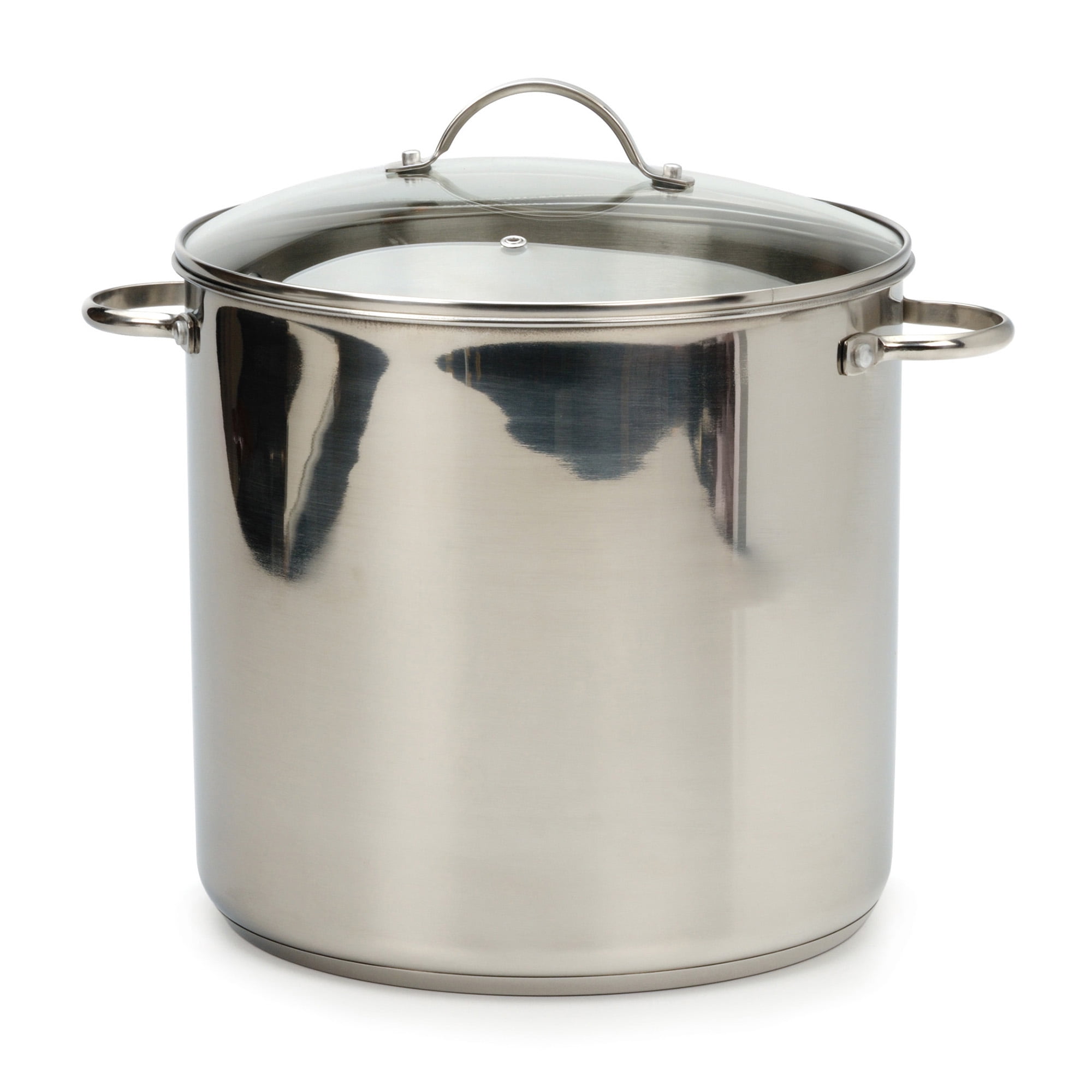 Oster Stock Pot 16 Qt Stainless Steel Aluminum Base Lid 2 in Riveted Handles 