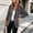 Gray, variant on IUYRTFE Women's Suede Look Blazer Lapel Collar Button Front Lined Jacket with Padded Shoulders