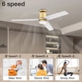 thumbnail image 5 of 52 Inch WiFi Alexa App Gold and White Black Bedroom Patio Smart Flush Mount Ceiling Fans with Lights Remote, 5 of 7
