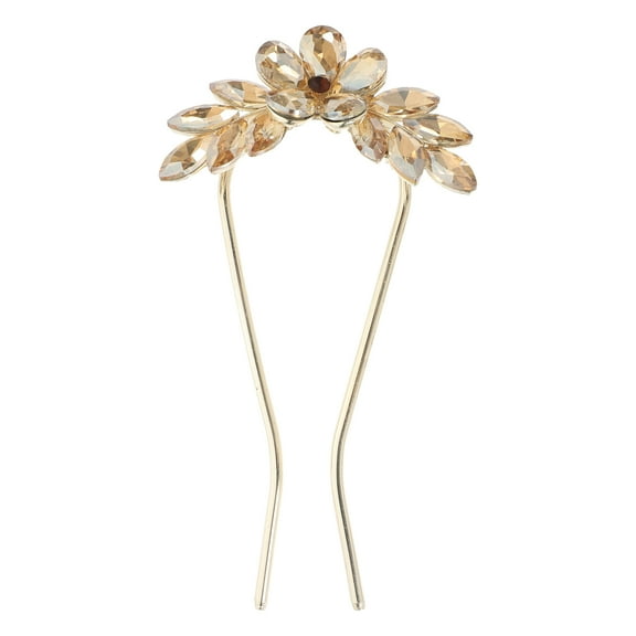 SEWCHICS 1Pack U-Shaped Hair Pin Golden Rhinestone Bridal Wedding Hair Piece Secure Hairstyle