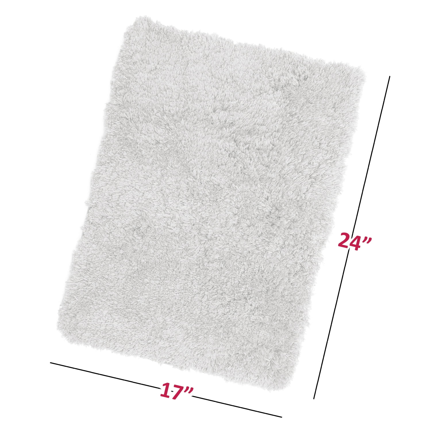 Clara Clark Set of 3 Absorbent Bath Mat Non-Slip Backing Rubber Bathroom Rugs, Large, 17x24, White