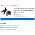 thumbnail image 2 of Front Left Lower Ball Joint - Compatible with 1992 - 2000 Mitsubishi Montero 1993 1994 1995 1996 1997 1998 1999, 2 of 2