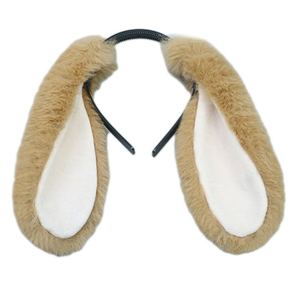 UNTERING Headdress for Creative Plush Long Ears Hair Hoop Lop-eared Headband Hair Accessories All-match Hairband for Daily Wear