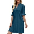 thumbnail image 5 of UVN Summer Dresses for Women Ruffle Short Sleeve Dress Casual V Neck T Shirt Dress, 5 of 10