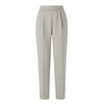 thumbnail image 7 of Ohufall Elegant Womens Pants Solid Tailored Straight Pant Elastic Waist Side Pocket Pants Office Daily Wear, 7 of 7