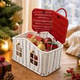 thumbnail image 7 of Christmas House Shaped Woven Storage Basket, Red & White Roof Decorative Organizer with Handle, Portable Holiday Desktop Container for Gifts Accessories & Home Decor, Festive Carrying Basket, 7 of 7