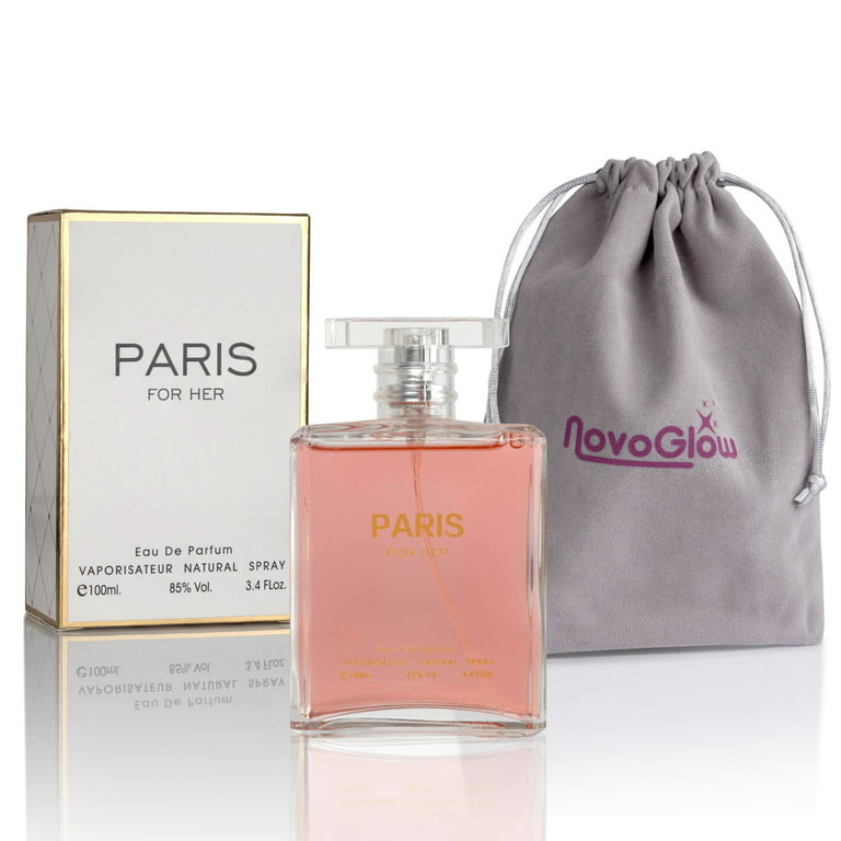 Paris for Her Eau de Parfum Spray Perfume, Fragrance for Women-Daywear, Casual Daily Cologne Set with Deluxe Suede Pouch- 3.4 oz Bottle- Ideal EDT