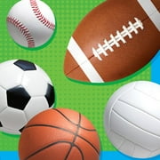 Club Pack of 384 Blue and Green Celebrate Sports 2-Ply Beverage Party Napkins 5"