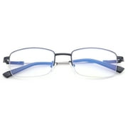 Progressive Multifocal Reading Glasses Blue Light Blocking for Men for Women,No Line Trifocal Readers, Half Rim Metal Frame, Memory Titanium Arm, Reading Glasses + 2.00