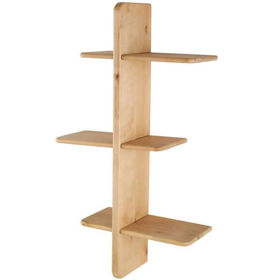 DecMode 19" x 8" Handmade 6-Tier Light Brown Wall Shelf