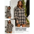 thumbnail image 6 of Xuanfei Women Plaid Lapel Collar Button Down Long Sleeve Shirt Dress, 6 of 7