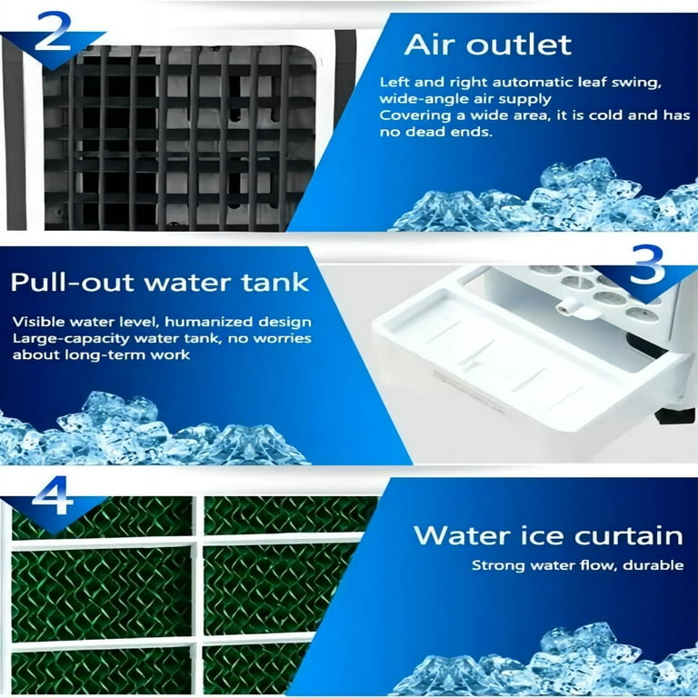 PINNKL Ice air Cooler Evaporative Air Cooler, 3-in-1 Evaporative