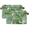 thumbnail image 2 of Tropical Palm Leaves Green Jungle [ת»»] Square Storage Basket Storage Bins Canvas Storage Organizer Closet Shelf Organizer for Home Office, 1 Pc, 2 of 7