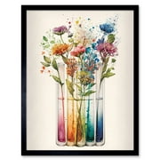 Wildflower Glass Test Tubes Rainbow Colour Water Art Print Framed Poster Wall Decor 12x16 inch