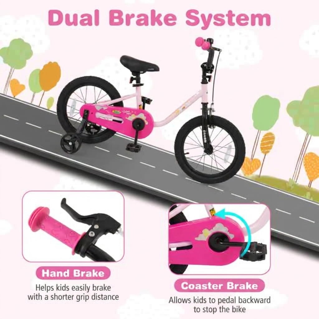 Redsmile Kids Bike 12 Inch for 3-7 Years Old Boys and Girls, Toddler Bicycle with Adjustable Handlebar and Seat, Children Bike 12/14/16-Inch, Holds 110 lbs, Pink