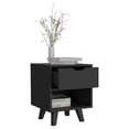 thumbnail image 7 of JERFIT Modern Nightstand with Drawer, Open Shelf, Wood Legs for Bedroom, Black Finish, 7 of 7