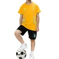 thumbnail image 5 of Gelikeya Football Sportswear Kids Boys Outfits Short Sleeve Shirts Shorts 2 Piece Sets Activewear Clothing Z01 Yellow, 3-4 Years, 5 of 5