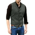 thumbnail image 2 of Men's Casual Slim-Fit Suit Vest, Army Green, Size L, 2 of 5