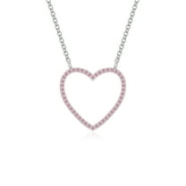 Natural Pink Tourmaline Heart Shape Pendant Necklaces for Women in Sterling Silver, October Birthstone Jewelry Gifts for Her Birthday, Wedding Anniversary, Mothers Day , Christmas