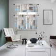 thumbnail image 4 of Blue Brown Abstract Kitchen Curtains Sets for Windows 24 Inch Length, Oil Painting Simple Geometric Art Rod Pocket Window Treatments Tier Curtains and Valances Set for Bedroom/Bathroom, 4 of 8