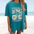thumbnail image 2 of Tiweut Casual T Shirts for Womens Round Neck Short Sleeve Floral Graphic Print Religious Pullover Tops,Blue, 2 of 4