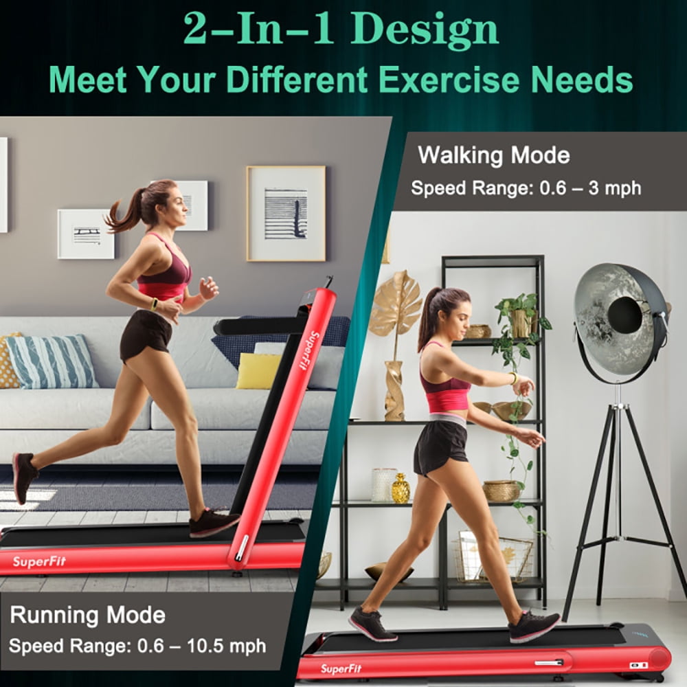 Spaco 4.75HP 2 In 1 Folding Treadmill with Remote APP Control-Red, Home Fitness Equipment for Walking & Running , Cardio Exercise Machine, Preset and Adjustable Programs
