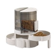 thumbnail image 2 of Dispensador de agua y comida para mascotas, 2 en 1 de gran capacidad, translúcido, automático, dispensador de agua y comida para gatos, comedero para mascotas, bebedero para cachorros (gris), 2 of 5