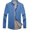 thumbnail image 5 of Fashion Brand Winter Jeans Shirt Men Warm Fleece Lined Velvet Denim Shirts Cowboy Coats Outwear Windbreaker Thick Clothing, 5 of 5