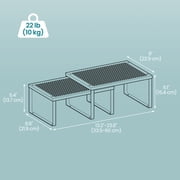LEDREM Metal Cabinet Shelf Organizers, Set of 2 Stackable & Expandable Shelf Risers, Heavy-Duty Countertop Storage for Kitchen, Cupboard, White