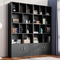 thumbnail image 5 of Cozy Castle 70" Tall Black Bookshelf with 12 Cubes and 2 Doors, 4-Tier Open Shelf Bookcase with Cabinet, Modern Cube Storage Organizer for Living Room, and Office, 5 of 8