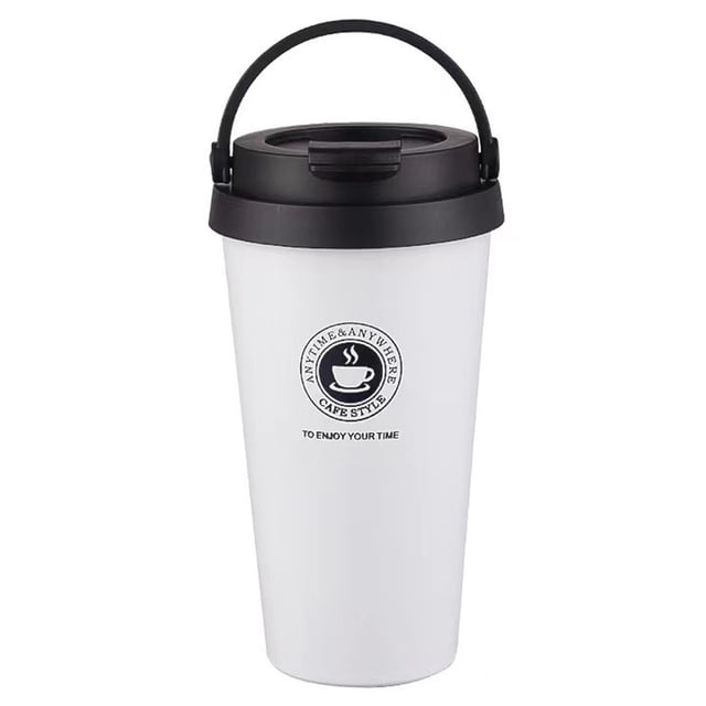 Taza de café portátil con asa ajustable, botella de agua aislada de acero inoxidable que mantiene las bebidas frías y calientes para la vida diaria y los viajes