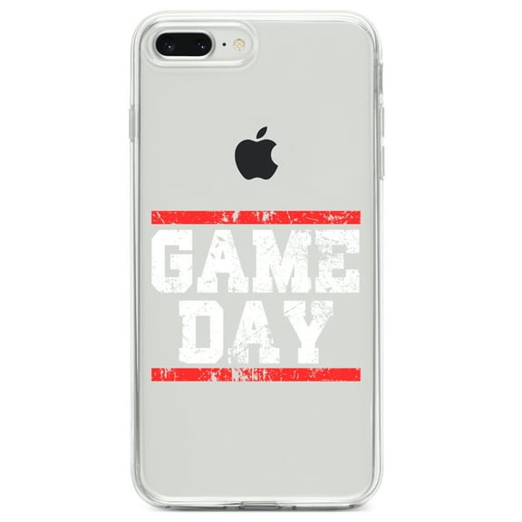 DistinctInk Clear Shockproof Hybrid Case for iPhone 7 PLUS / 8 PLUS (5.5" Screen) TPU Bumper Acrylic Back Tempered Glass Screen Protector - Game Day