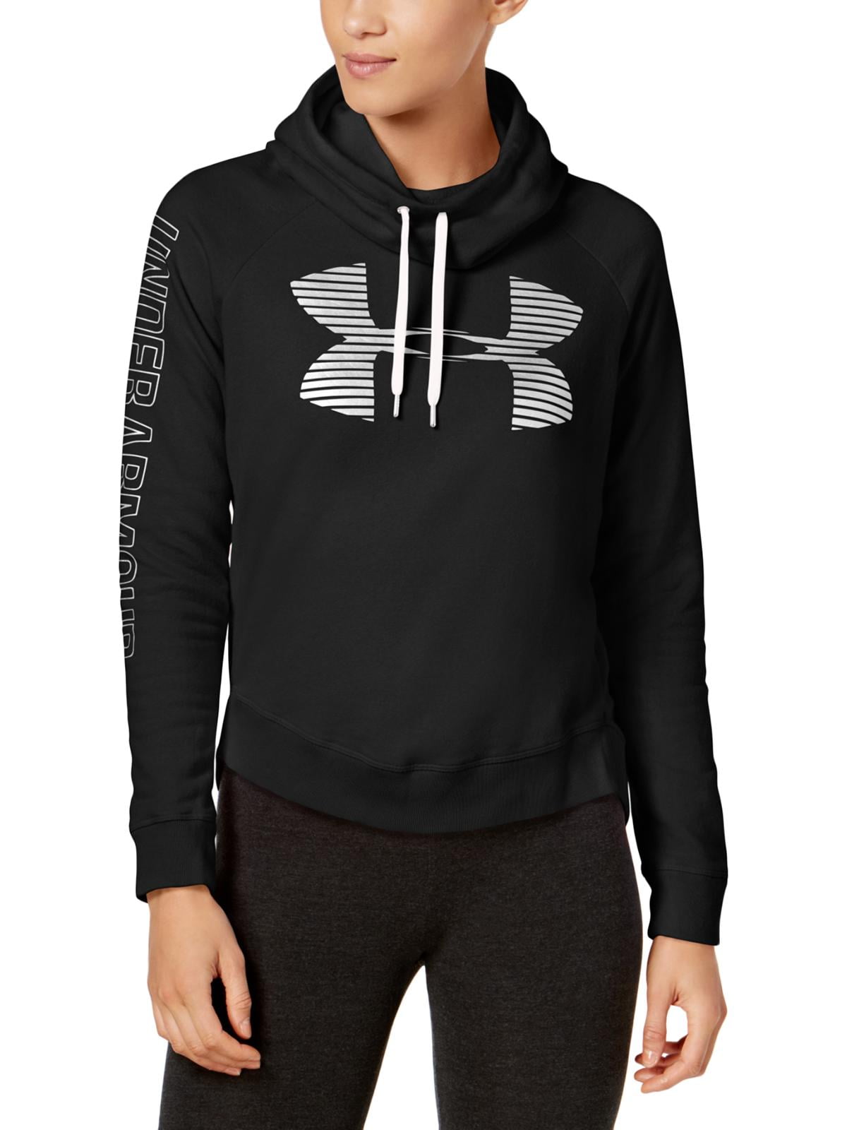 under armour women's favorite fleece metallic stripe big logo hoodie