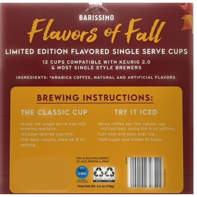 Barissimo Flavors of Fall Coffee Collection Limited Edition 12 Single Serve Cups
