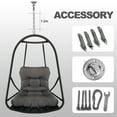 thumbnail image 2 of 3-in-1 Comfort Swing Egg Chair with Stand - Wicker Rattan Indoor Outdoor Hanging Basket with C-Bracket Cushion Pillow & Special Cup Holder, 2 of 15