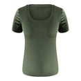 thumbnail image 4 of XMHJSMD Summer Shirts for Women Women's Short Sleeve Scoop Neck Ribbed Knit Fitted Casual Tops Tee Summer Slim Basic Shirts(Army Green,L), 4 of 4