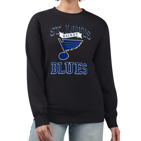 Women's G-III 4Her by Carl Banks Black St. Louis Blues Team Logo Tri-Blend Fleece Pullover Sweatshirt