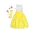 thumbnail image 1 of Girls Dress Yellow Sequin Crown Gloves Bridesmaid Wedding Pageant 7 Years, 1 of 5