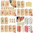 thumbnail image 2 of 12 set Party Gift Wrapping Cookie Pouch Holiday Xmas Christmas Kraft Paper Bags Snowman Fox Santa Claus Favor Bag D, 2 of 7