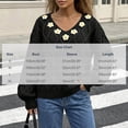 thumbnail image 3 of Edvintorg Womens Sweaters Floral Long Sleeve Casual Knit Sweater V Neck Loose Pullover Top Womens Fashion Brown XL, 3 of 6