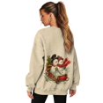 thumbnail image 4 of SCRAWLGOD Christmas Day Women Pullover Long Sleeve Crew Neck Sweatshirts Drop Shoulder Comfortable Casual Tops Loose Fit Clothes for Shopping Running, Snowman Sled Print Beige, M, 4 of 7