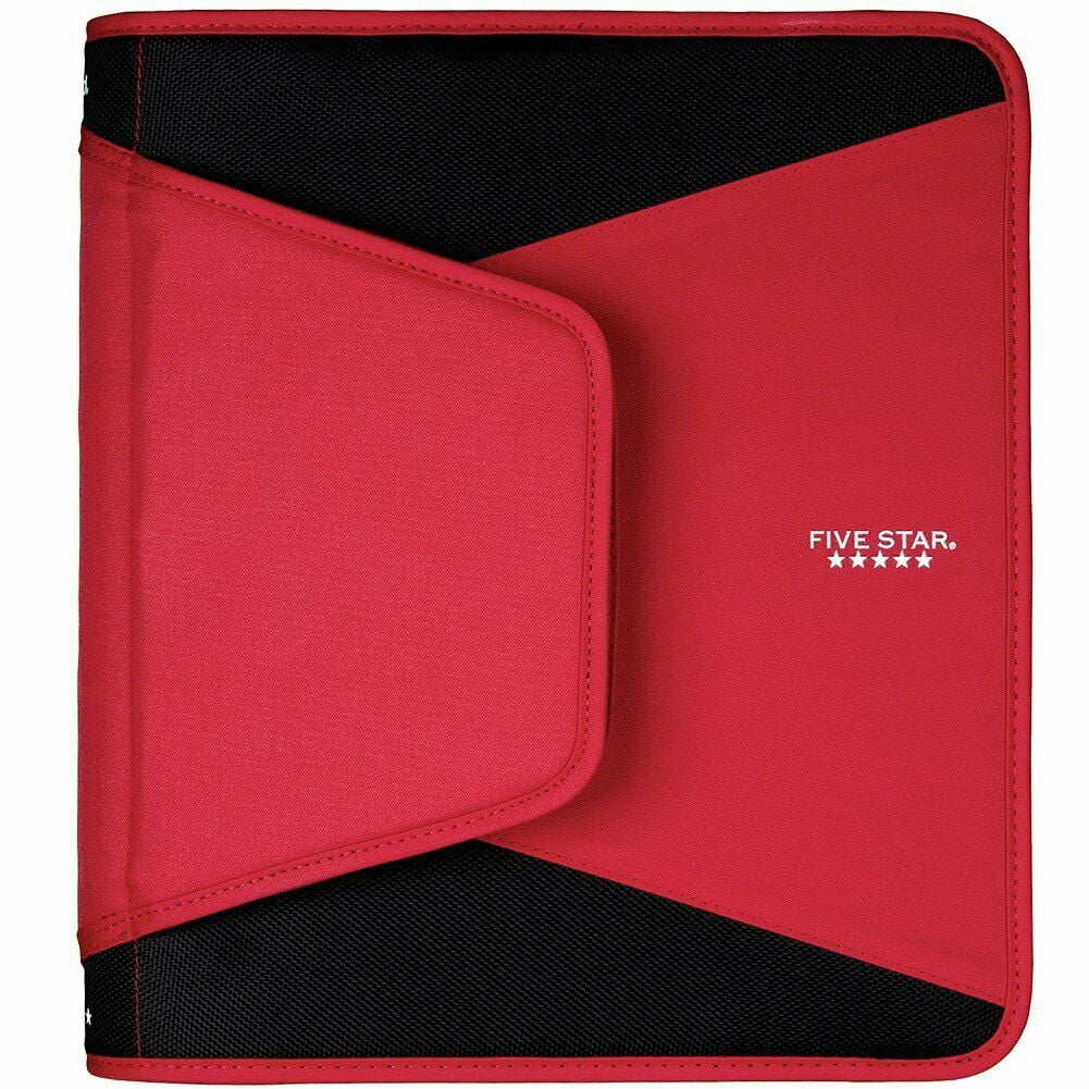 Mead Five Star 1.5 inch Zipper Binder 500 Sheet Capacity Red