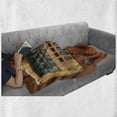 thumbnail image 5 of Vintage Soft Flannel Fleece Throw Blanket, Retro Antique Radio Music Player Enjoyment Holiday Theme Artwork Print, Cozy Plush for Indoor and Outdoor Use, 60" x 80", Brown Ecru, by Ambesonne, 5 of 5