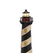 Hosley 8 Inch Tall Coastal Beach Themed Tabletop Resin Lighthouse Blinking Tower Light