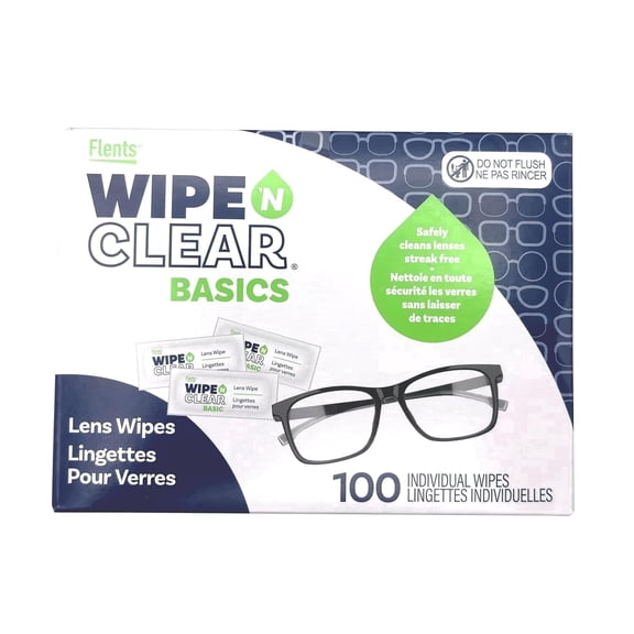 Flents Lens Wipes, Wipe 'N Clear Basic Lens Cleaning Wipe (100 Count)