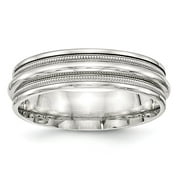 SS 7mm Polished Fancy Band Size 10